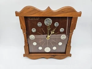 Marion Kay - Last United States Silver Coinage 1964 Coins Clock Walnut Frame - Picture 1 of 10