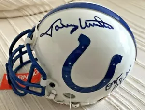 JOHNNY UNITAS-DON SHULA SIGNED BALTIMORE COLTS MINI HELMET BECKETT CERTIFIED - Picture 1 of 4