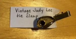 Vintage Judy Lee Tie Clasp Red Rhinestone Gold Tone - Picture 1 of 3