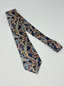 Vtg Countess Mara Silk Necktie Navy Blue Floral Paisley - Picture 1 of 6