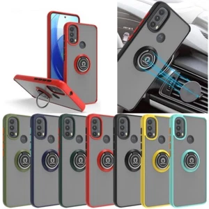 For Motorola Moto E20 E30 E40 Slim Matte Back Ring Stand Case + Screen Protector - Picture 1 of 28