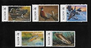 State Hunting/Fishing Revenues: WI 2009; Duck/P/WT/T/GL; Set/5 w/Matched #s; MNH - Picture 1 of 1