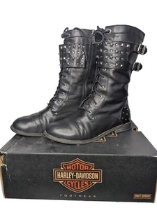 Harley Davidson Nathalie Mid Calf Studded Boots Black Women's Size 10M - Picture 1 of 8