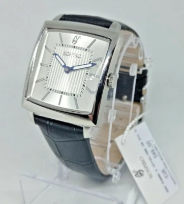 OROLOGIO UOMO SOSPIRO CASSA RETTANGOLARE 35x30mm,ITALIA DESIGN CINTURINO PELLE - Immagine 1 di 4