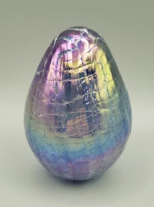 Pisapapeles Vintage OBG Azul Metálico Crujido Iridiscente en Forma de Huevo Firmado 1989 - Imagen 1 de 11