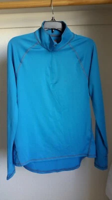 Hanes Sport Running Womens Size S Blue Long Sleeve Top Shirt Pullover 1/4 Zip  - Image 1 of 4