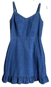 Old Navy Cami Dress Blue Denim Cotton Fit & Flare Ruffle Sundress Womens S - Picture 1 of 8