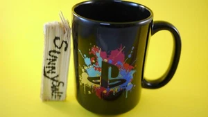 PlayStation family mug Black PS LOGO Paint Splash retro gamer collectible 🔴 - Picture 1 of 7