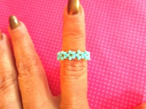 Anillo banda flor turquesa - Imagen 1 de 2