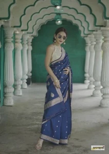 South Indian Saree Blouse Bridal Banarasi Silk Sari Bollywood Party Wedding New - Picture 1 of 12