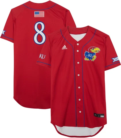 Kansas Jayhawks Team-Issued #8 Red Jersey from the Baseball Program Size 44 Cover