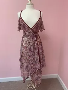 New BCBG Maxazria XXS XS Pretty Floral Wrap Handkerchief Designer Pink Dress NWT - Picture 1 of 12