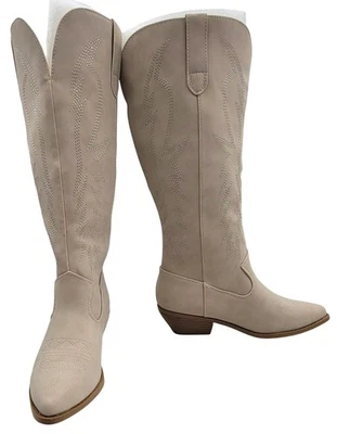 Botas occidentales Soda Emery hasta la rodilla imitación gamuza arena para mujer talla 8 nuevas Foto 1 de 4