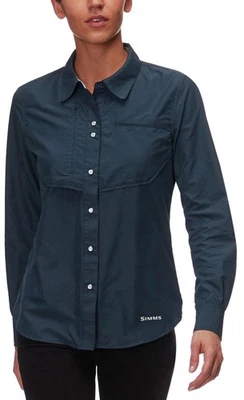 Simms Fishing Women’s Big Sky LS Shirt Med Dark Moon Pearl Snap 50UPF NEW -SALE! - Image 1 of 4
