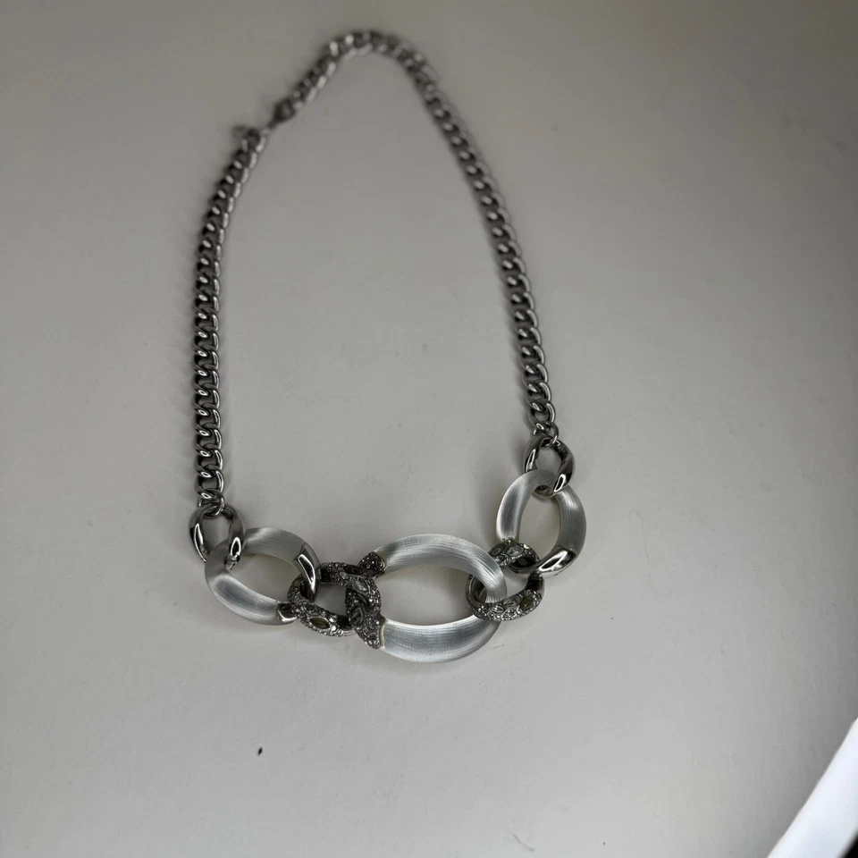 ALEXIS BITTAR СЕРЕБРЯНОГО ТОНА СЕРЕБРА ЛЮЦИТ ВОЛНИСТЫЙ ССЫЛКА КРУГ ОЖЕРЕЛЬЕ - Изображение 1 из 4