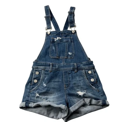 Blank NYC Shortalls 女式 26 牛仔牛仔装饰铐深水洗工作服 — 第 1/4 张图片