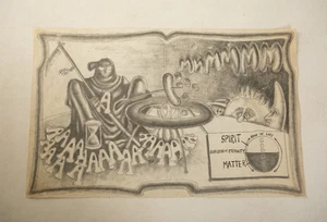 Original Hippy Acid Art Early 1970s (UC1-N2R/JSF6) Grim Reaper Roasting Hotdogs - Picture 1 of 11