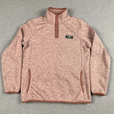 Pullover LL Bean Misses XS Pequeño Rosa Suéter Polar 1/4 Bolsillos Canguro a Presión Foto 1 de 4