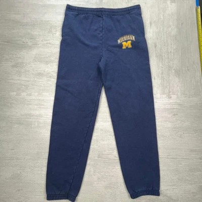 Vintage 90s Michigan Wolverines Sweatpants Size: L Blue Yellow NCAA College - Image 1 of 4