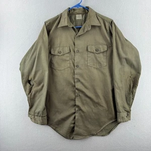 Vintage Key Imperial Shirt Mens 15.5 Green Long Sleeve Perm Press Work Shirt 60s - Picture 1 of 17