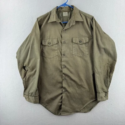 Vintage Key Imperial Shirt Mens 15.5 Green Long Sleeve Perm Press Work Shirt 60s - Image 1 of 4