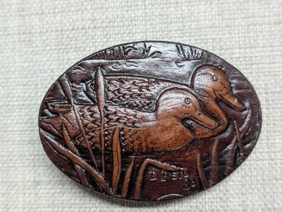 Vintage TOOLED Hebilla Cinturón PATOS Cuero OCCIDENTAL Artesanal DEPORTISTA Vaquero Foto 1 de 4