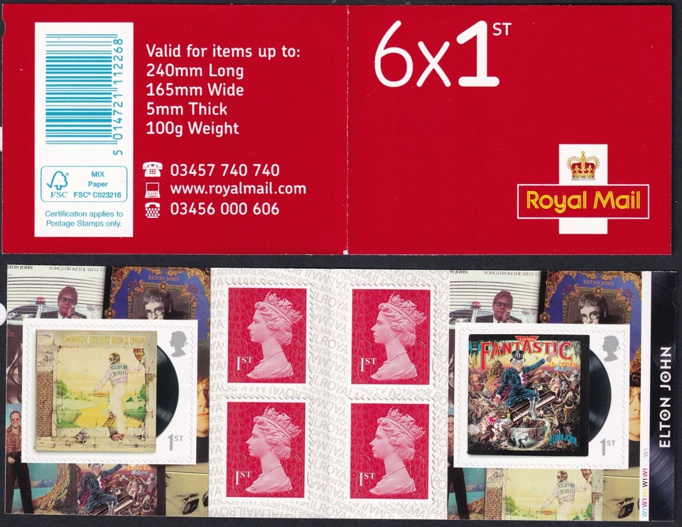 2019, Self Adhesive Barcode Booklets, Elton John, SG PM 68, Fine u/m - Image 1 of 1