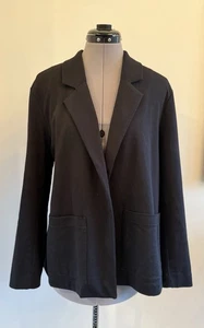Blazer Eileen Fisher Mezcla Algodón Orgánico Cuello Muesca Ponte Frente Abierto Grande - Imagen 1 de 6