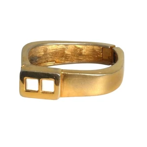 PIERRE CARDIN-1990s Gold Metal Clamper Bracelet - Picture 1 of 4