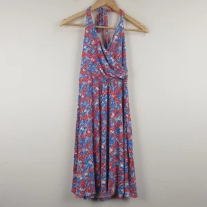 Vestido Boden Mujer Reino Unido 10 Azul Multi Abstracto Estampado Jersey Halter Cuello Verano - Imagen 1 de 14