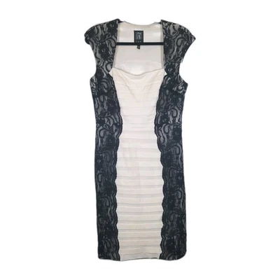 Vestido ceñido al cuerpo con funda de encaje floral marfil JAX talla 10 elegante cóctel formal  Foto 1 de 4