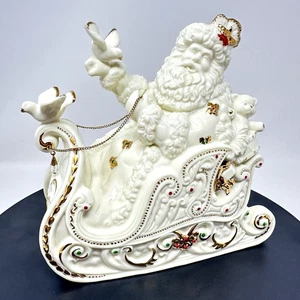 Large Le Blanc Collection Father Christmas Santa on Sleigh 8" Figure with Box - Picture 1 of 24