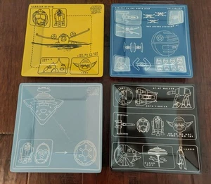 4 STAR WARS Melamine Square 8x8 Plates Rebel Alliance Yoda Blueprint - Picture 1 of 7