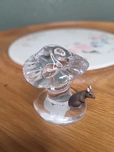Waterford Crystal Mouse Under Mushroom Miniature Natures Umbrella - Picture 1 of 5