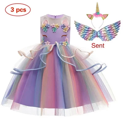 Bebé Niñas Vestido Pastel Arco Iris Princesa Fiesta de Cumpleaños Niños Disfraz de Halloween Foto 1 de 4