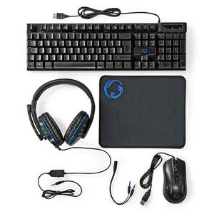 Nedis, Gaming 5-in-1 Set mit Tastatur, Maus, Headset & beleuchtetem Pad, Schwarz - Bild 1 von 8