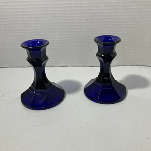 Portacandele in vetro blu cobalto non marcato - Foto 1 di 13