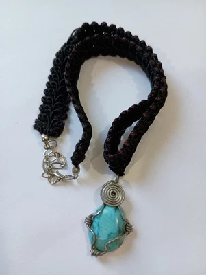 Ожерелье ошейник ручной работы из натуральной бирюзы и серебра для серфинга юго-западное - Изображение 1 из 4