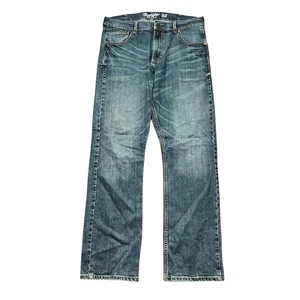 Pantalones de mezclilla retro Wrangler para hombre talla W36 L33 azul ajustados corte boot auténticos - Imagen 1 de 17