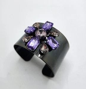 Breites Vintage Krappenbesetztes Strass Malteserkreuz Manschettenarmband Signiert - Bild 1 von 8