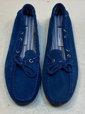 38.5 Amina Rubinacci Napoli 7.5 8 Womens Ladies Shoe Blue Suede Driving Moccasin - Image 1 of 4