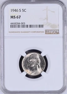 1946-S 5C Jefferson Nickel NGC MS67        4468284-003 - Picture 1 of 2