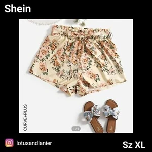 Pantalones Cortos Shein Amarillo Floral Cinturón Talla XL Nuevos Sin Etiquetas - Imagen 1 de 7