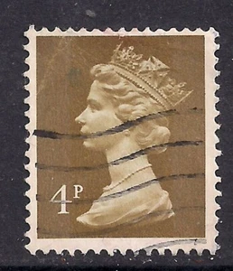 GB 1971 QE2 4p Ochre Brown used stamp 2 Bands Machin X861 ( H100 ) - Picture 1 of 1