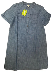 NWT Crazy 8 Girls Button Shirt Dress Short Sleeve Chambray M 7/8 Dark Blue Denim - Picture 1 of 7