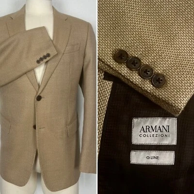 Blazer Abrigo Deportivo Armani Collezioni Línea G Caqui Beige Tejido Cesta 46R AJUSTE CEÑIDO Foto 1 de 4