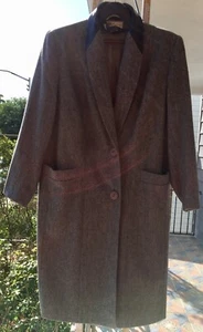 Vintage GJG Originals 100% Pure Wool Gray Trench Two Button Down Coat, Size 20. - Bild 1 von 12