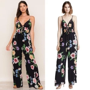 Yumi Kim Madison Aven Jumpsuit Enchanted Beauty Floral Wide Leg Size XS Boho Tie - Picture 1 of 16