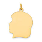 Solid 14k Gold Plain Large .027 Gauge Face Left Engravable Girl Head Charm 30mm