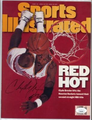 Clyde Drexler Signed Autographed 1995 Sports Illustrated Magazine JSA Authentic - Image 1 of 2